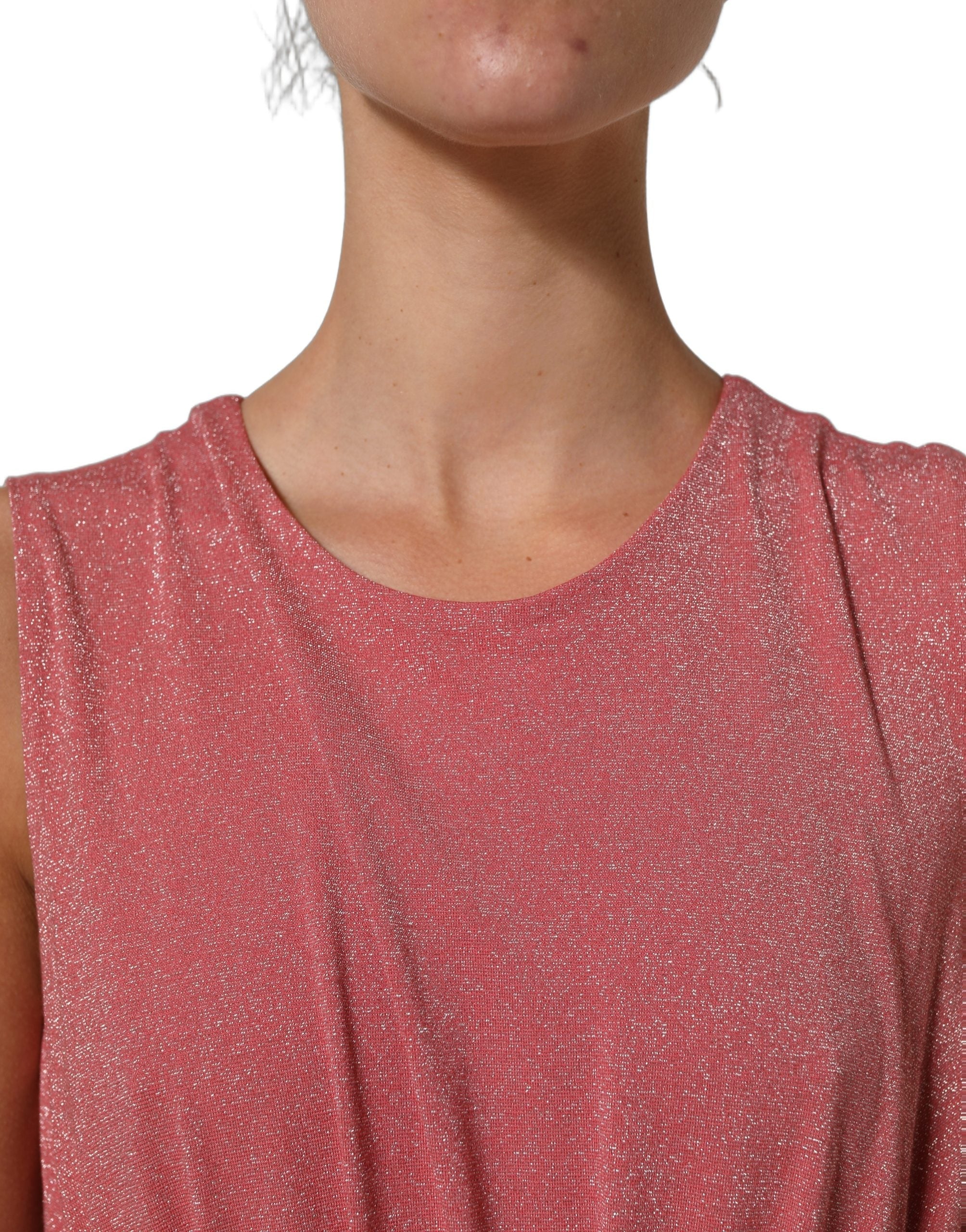 Dolce & Gabbana Coral Pink Pleated Sleeveless Max Dress