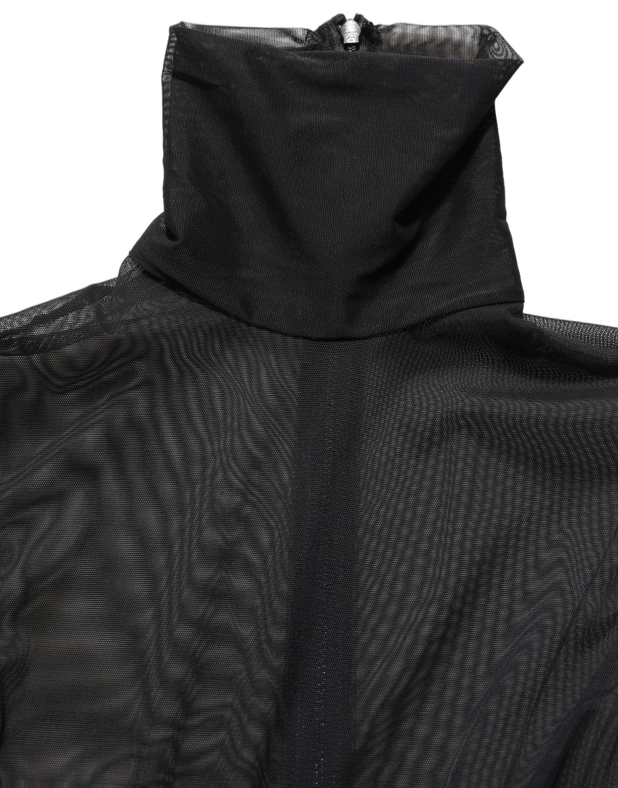 Dolce & Gabbana Black Sheer Mesh Jumpsuit Turtleneck Dress