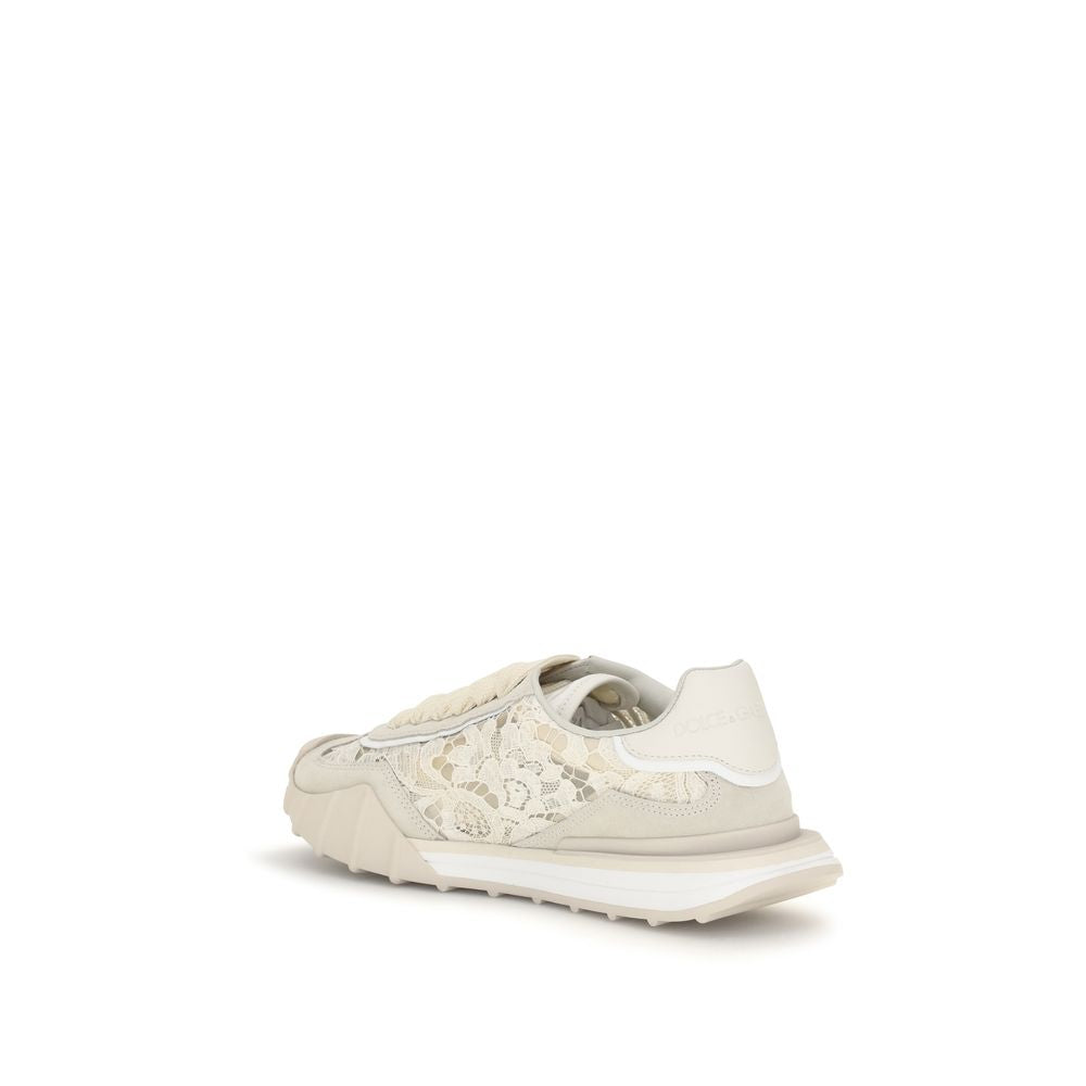Dolce & Gabbana Beige Calf Leather Bos Taurus Sneakers