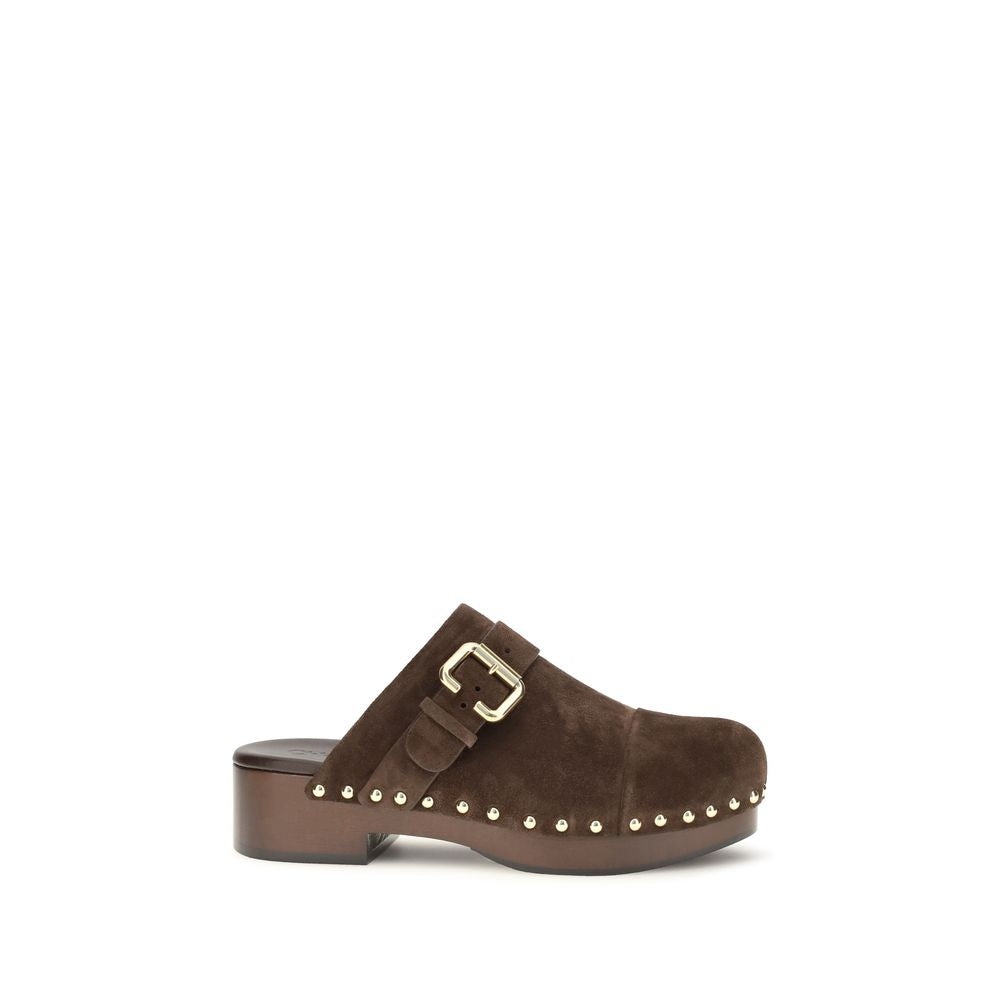 Chloé Brown Calf Leather Bos Taurus Clogs