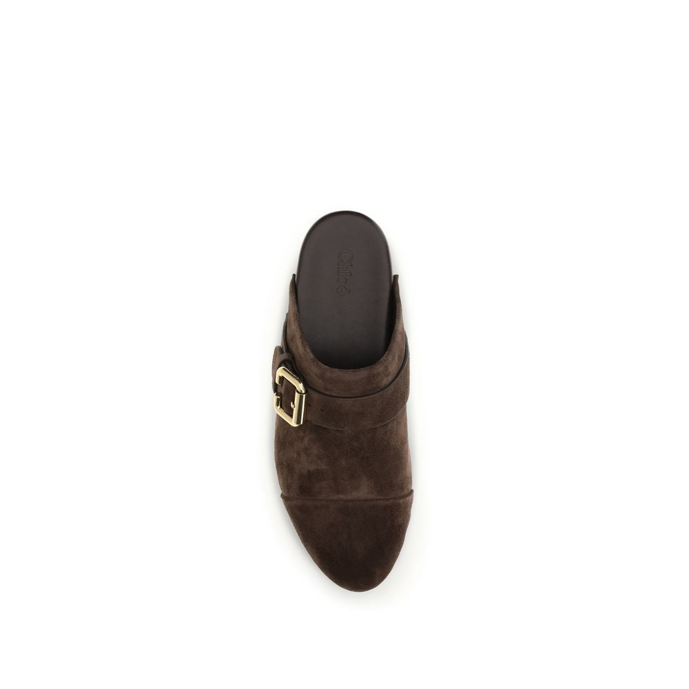 Chloé Brown Calf Leather Bos Taurus Clogs