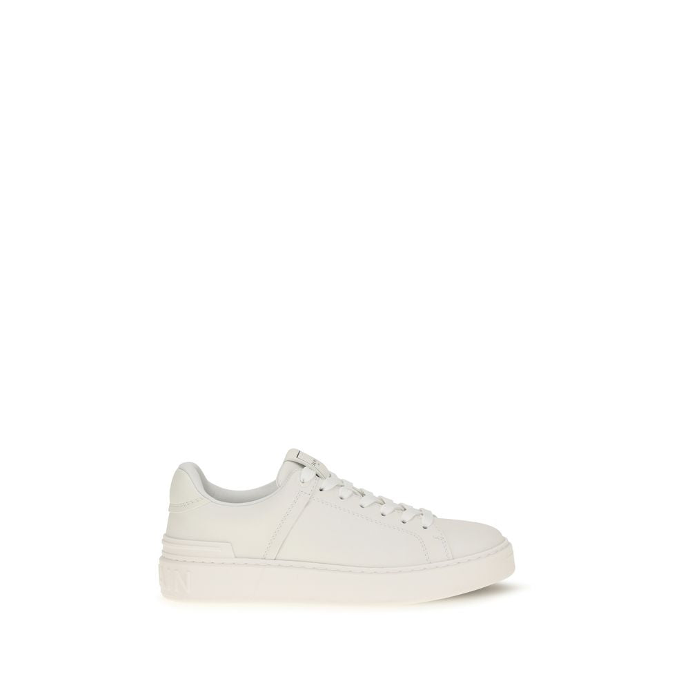 Balmain White Calf Leather Bos Taurus Athletic Sneakers