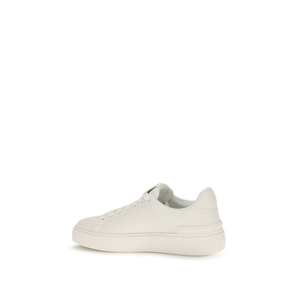 Balmain White Calf Leather Bos Taurus Athletic Sneakers