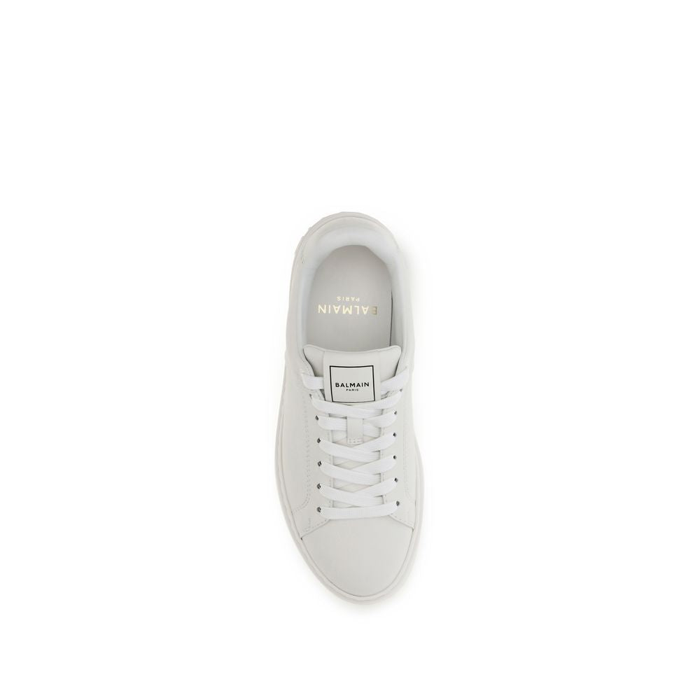 Balmain White Calf Leather Bos Taurus Athletic Sneakers