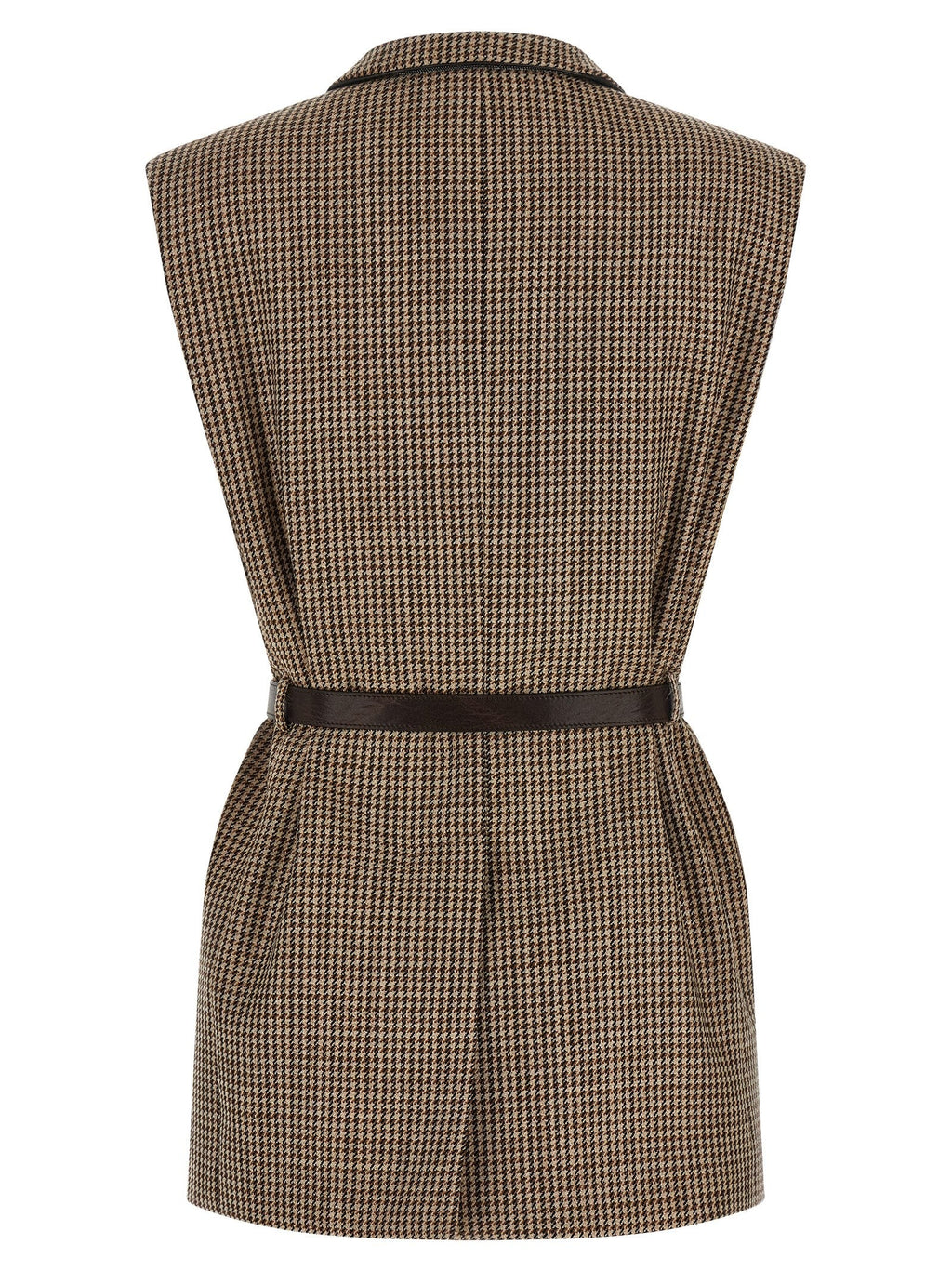 Brunello Cucinelli Beige Virgin Wool Sleeveless Jacket