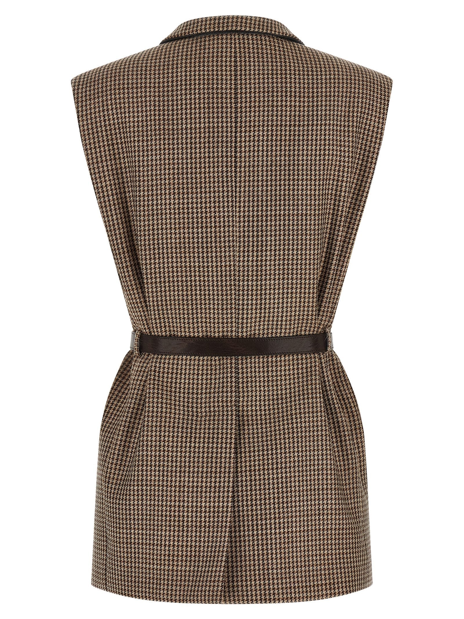 Brunello Cucinelli Beige Virgin Wool Sleeveless Jacket