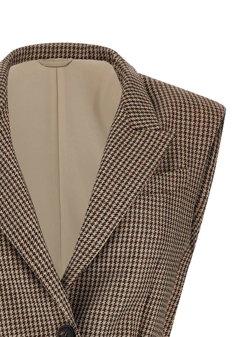 Brunello Cucinelli Beige Virgin Wool Sleeveless Jacket