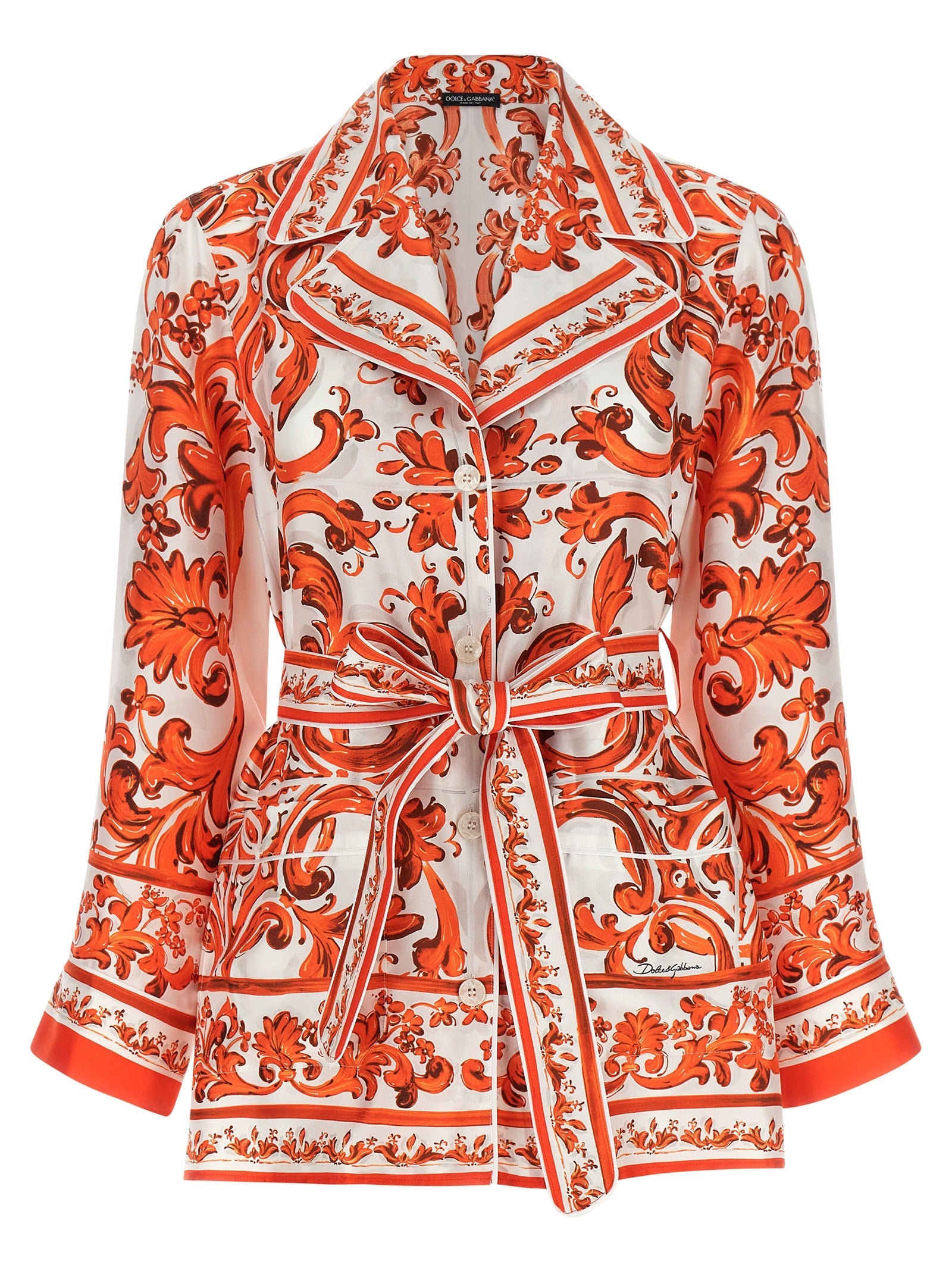 Dolce & Gabbana Orange Silk Blouse