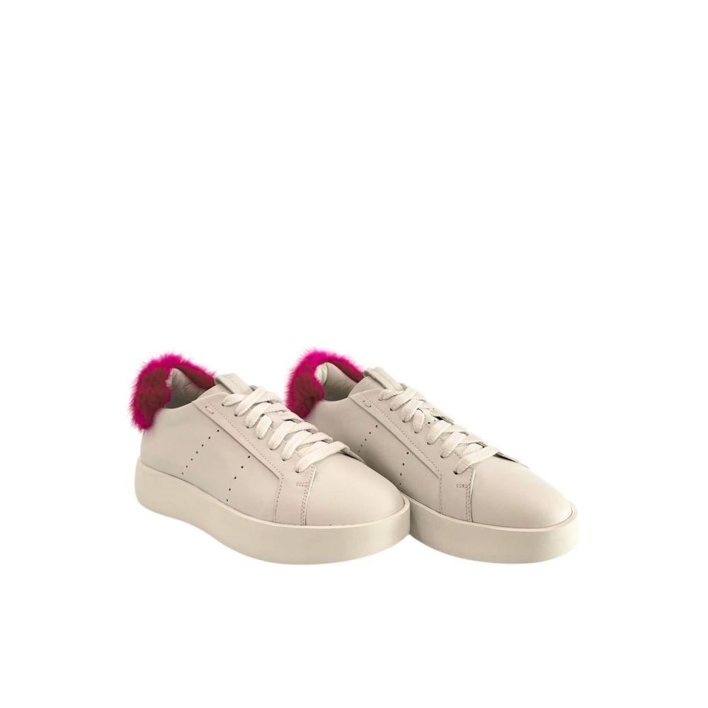 Santoni White Leather Women Sneakers