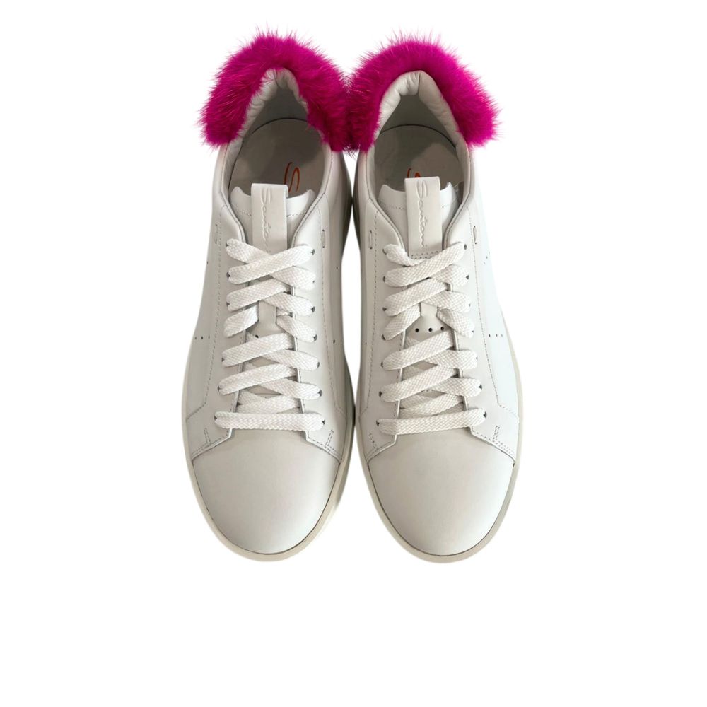 Santoni White Leather Women Sneakers