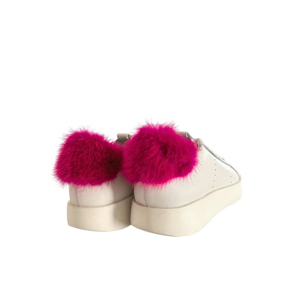 Santoni White Leather Women Sneakers