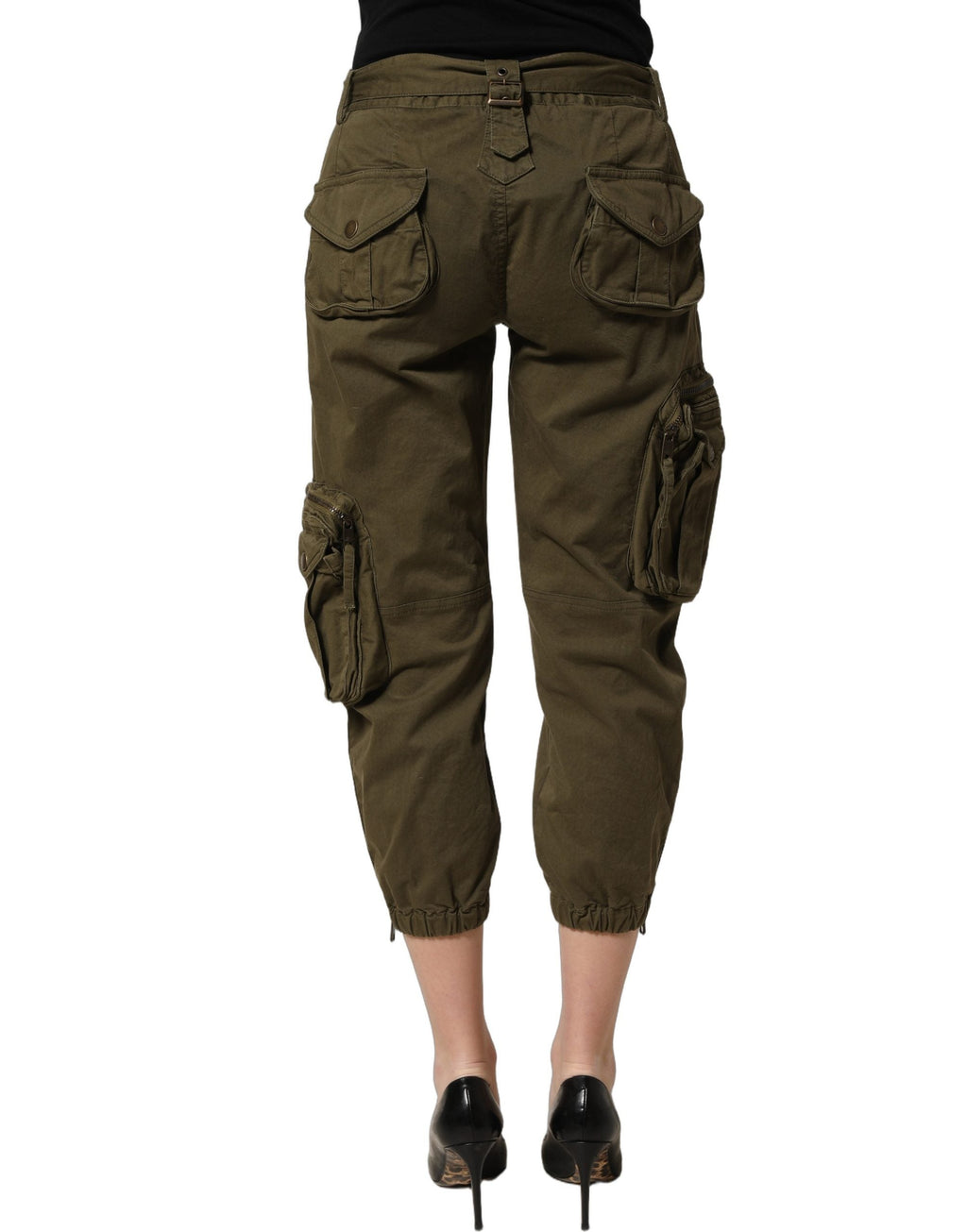 Dolce & Gabbana Olive Green High Waist Cargo Trouser Pants