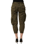 Dolce & Gabbana Olive Green High Waist Cargo Trouser Pants