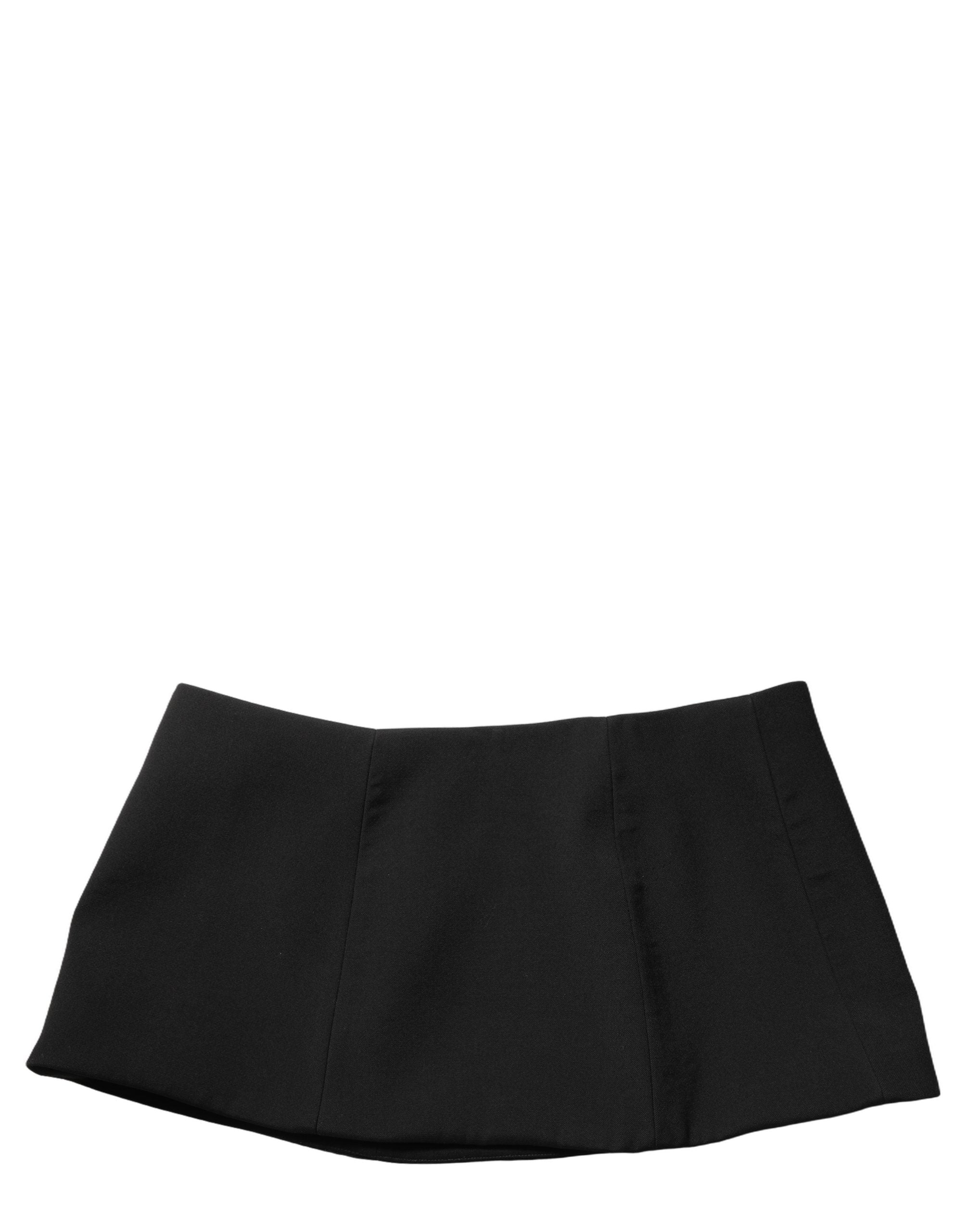 Dolce & Gabbana Black Wool A-line Low Waist Mini Women Skirt