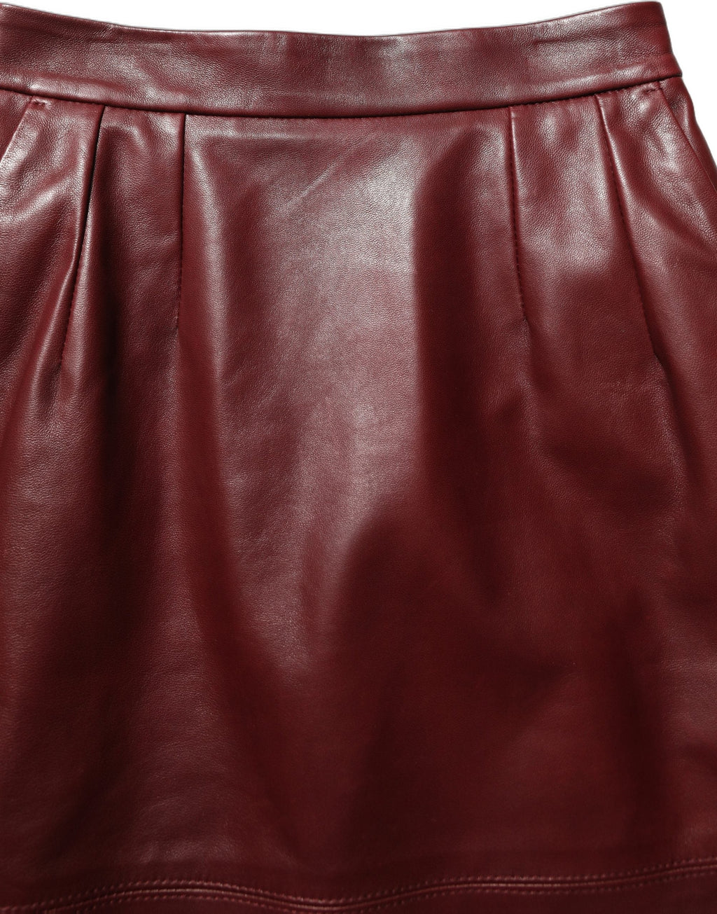 Dolce & Gabbana Burgundy Leather High Waist Pencil Midi Skirt