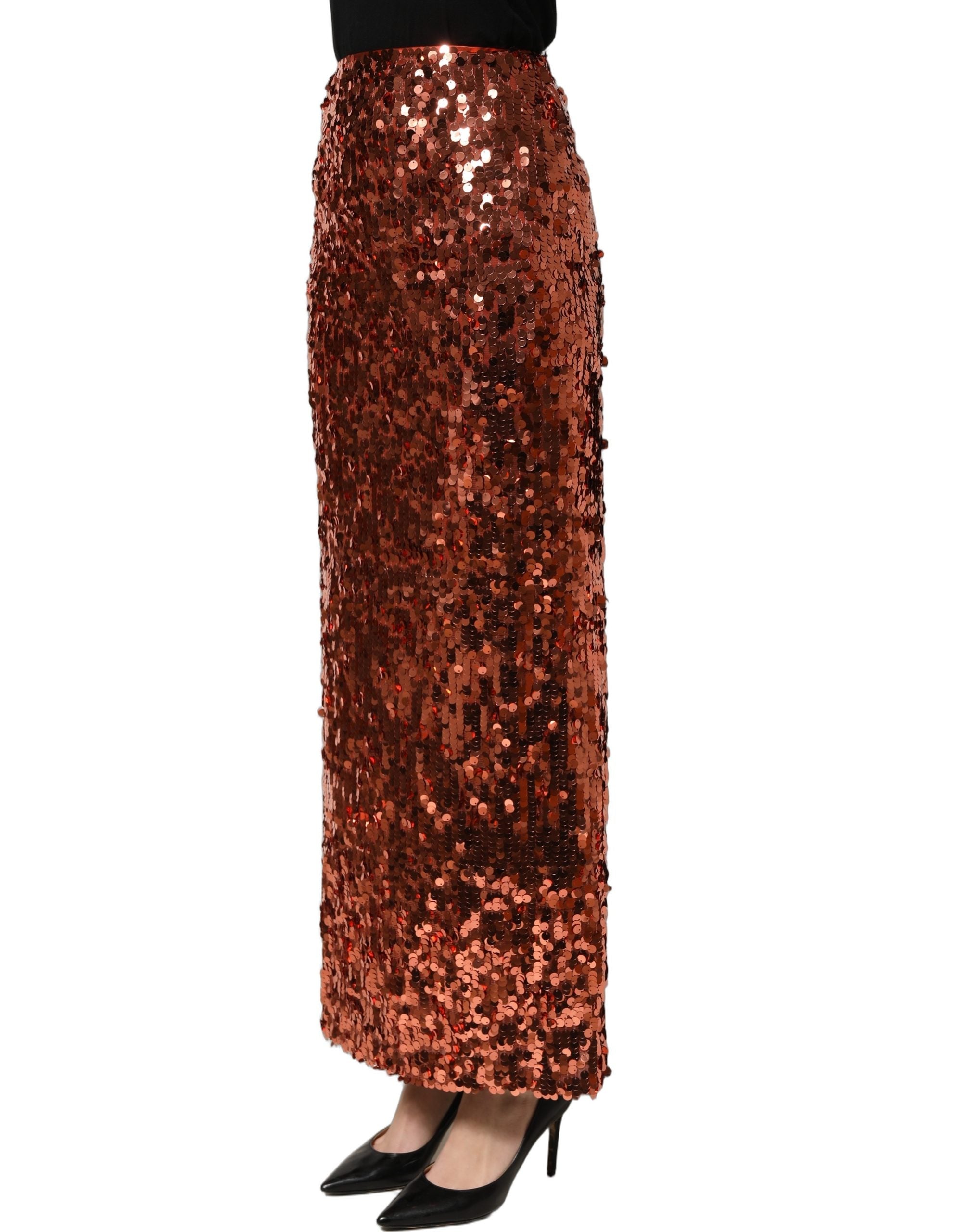 Dolce & Gabbana Bronze Sequin HighWaist PencilCut Midi Skirt