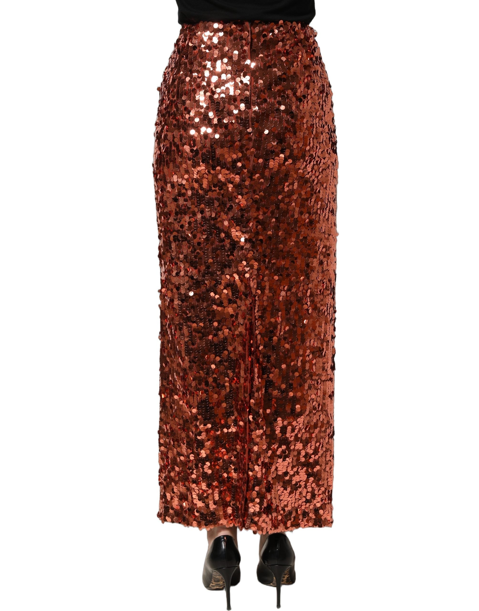 Dolce & Gabbana Bronze Sequin HighWaist PencilCut Midi Skirt