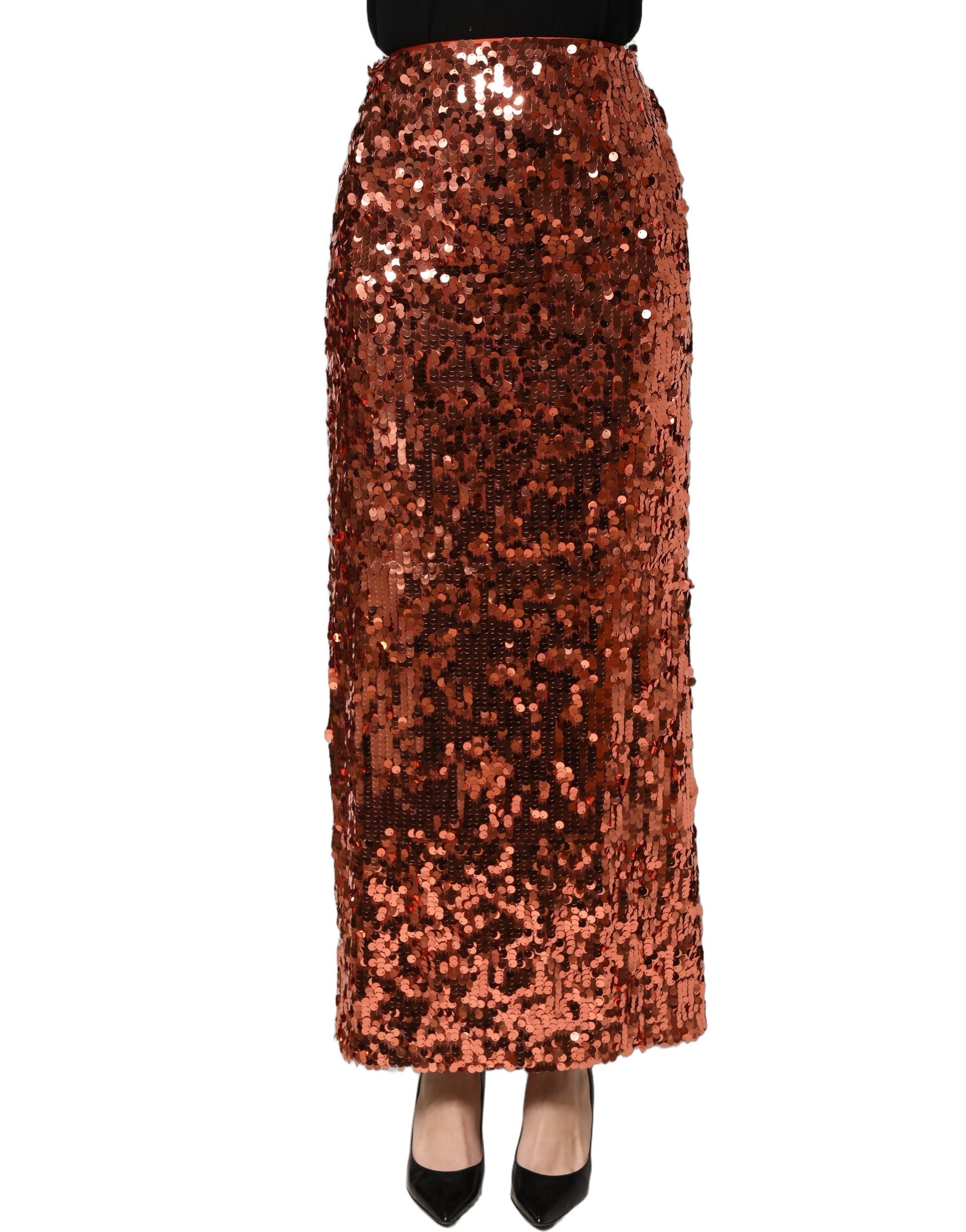 Dolce & Gabbana Bronze Sequin HighWaist PencilCut Midi Skirt