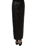 Dolce & Gabbana Black Sequin High Waist Pencil Midi Skirt