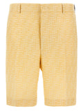 Fendi Bicolor Linen Bermuda Shorts