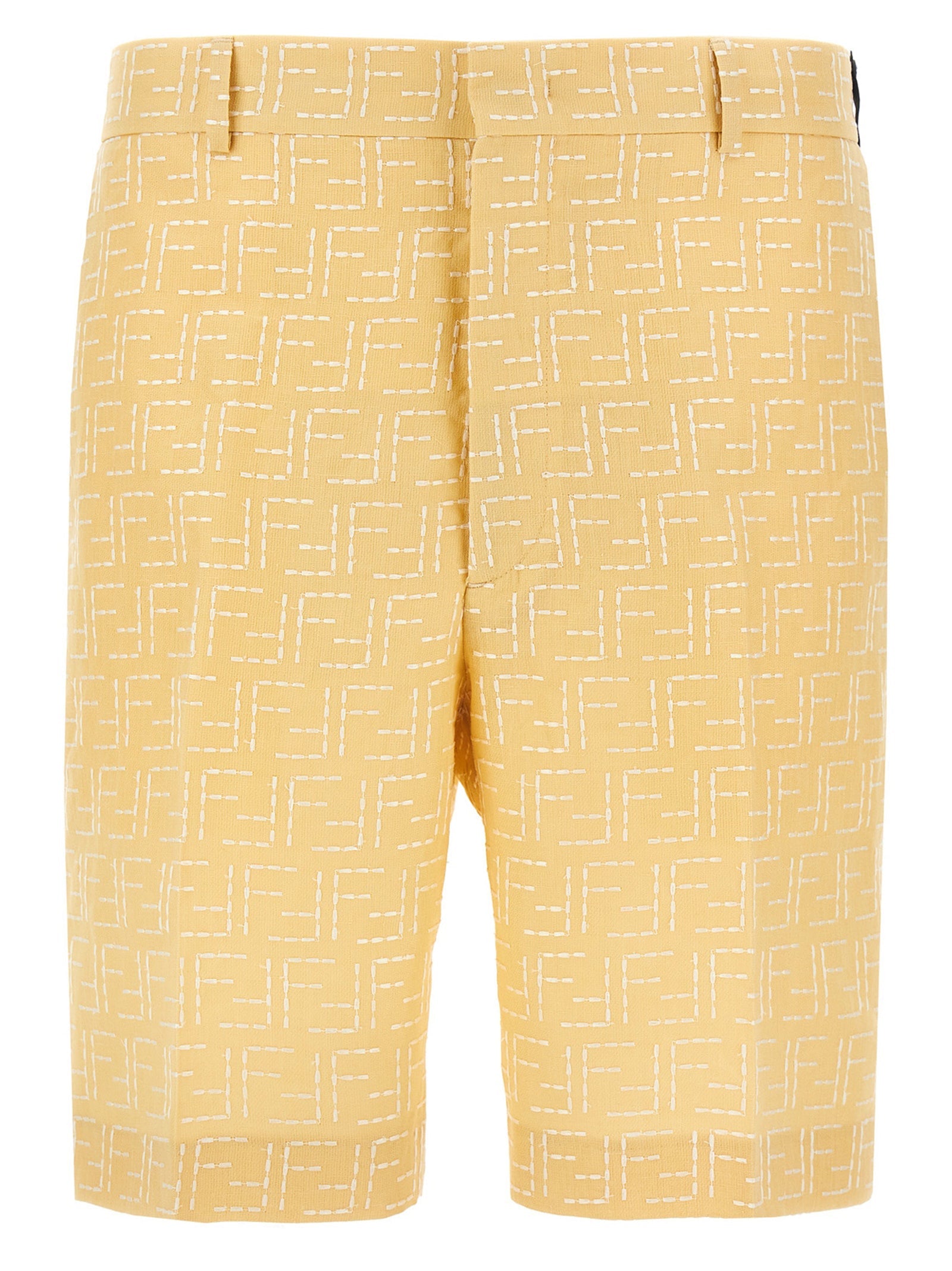 Fendi Bicolor Linen Bermuda Shorts