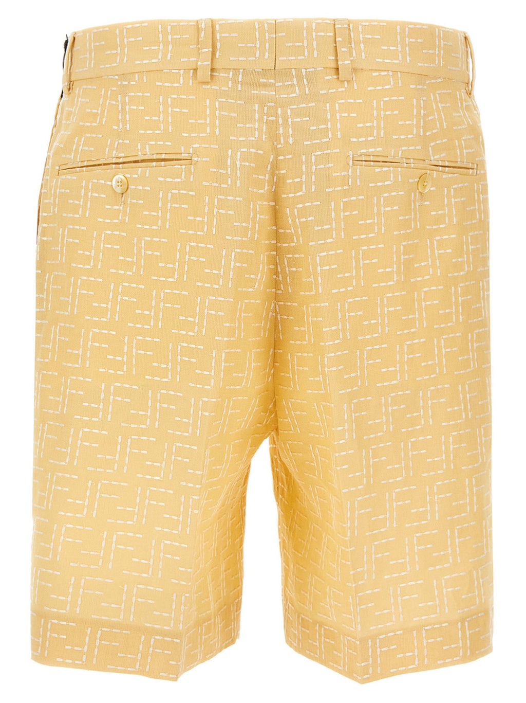 Fendi Bicolor Linen Bermuda Shorts