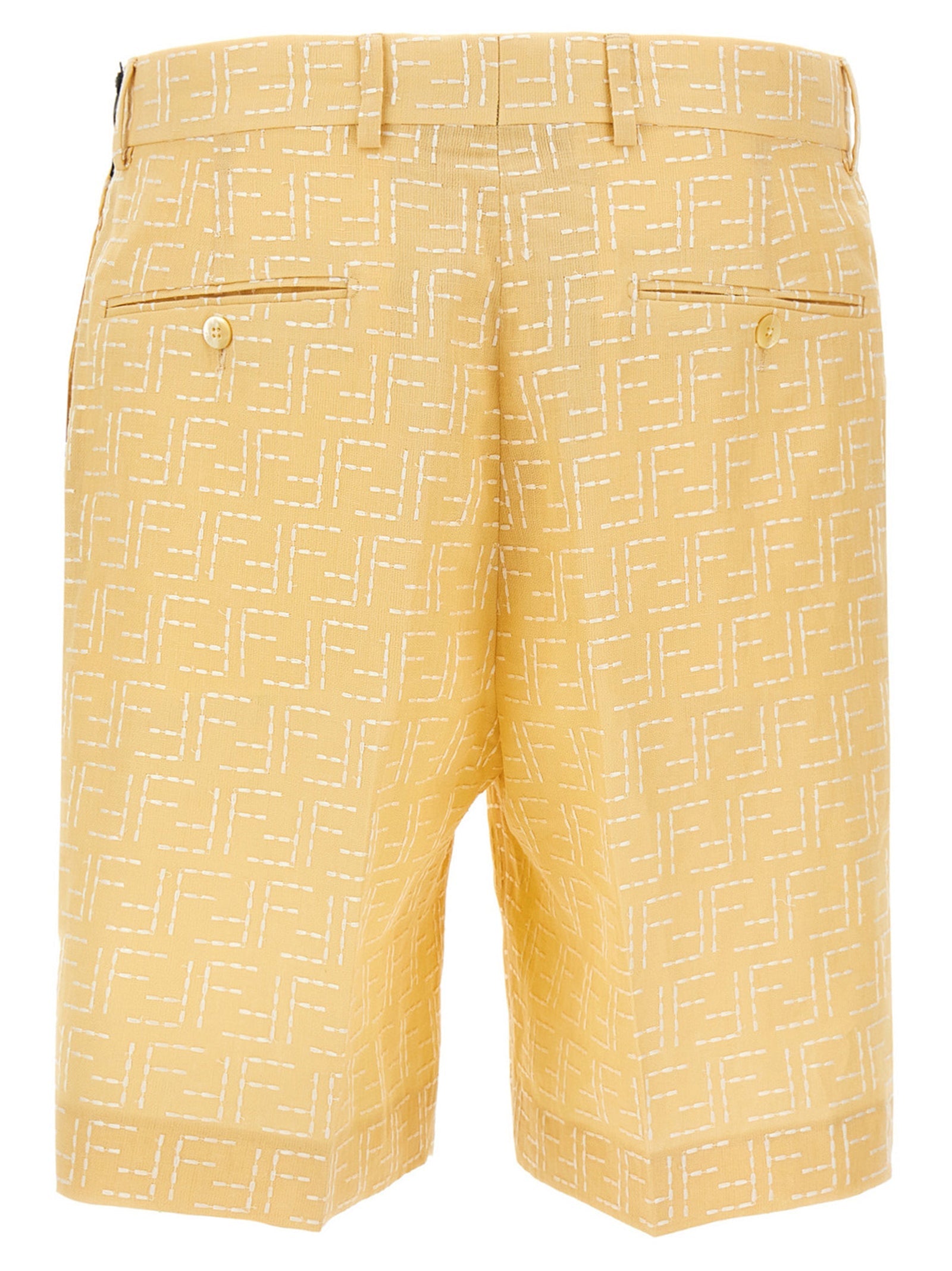 Fendi Bicolor Linen Bermuda Shorts