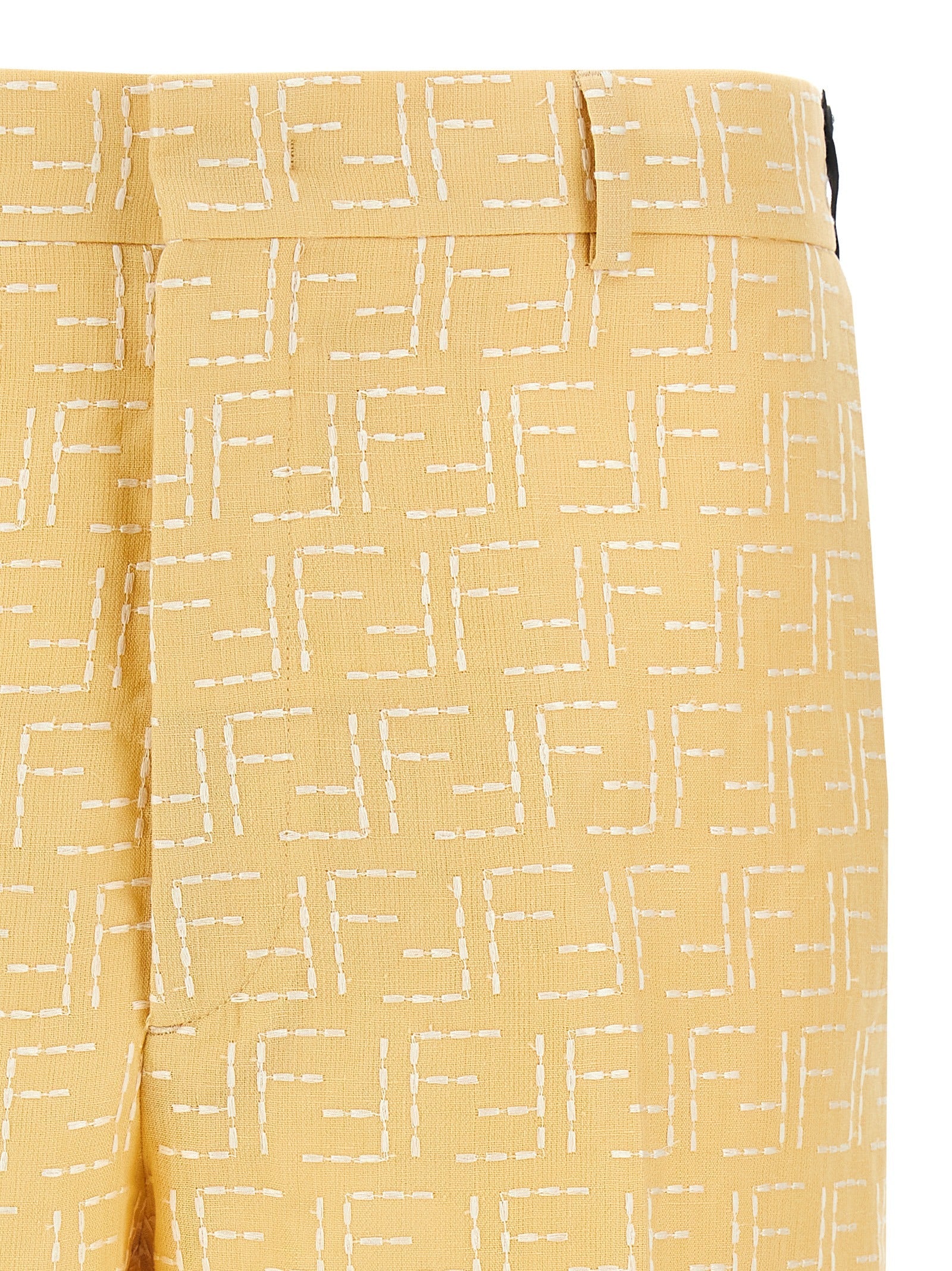 Fendi Bicolor Linen Bermuda Shorts