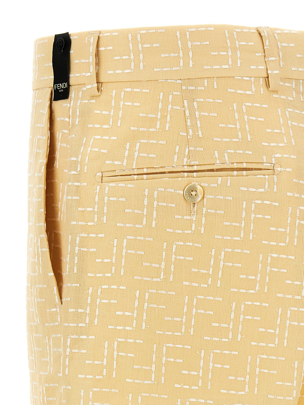 Fendi Bicolor Linen Bermuda Shorts