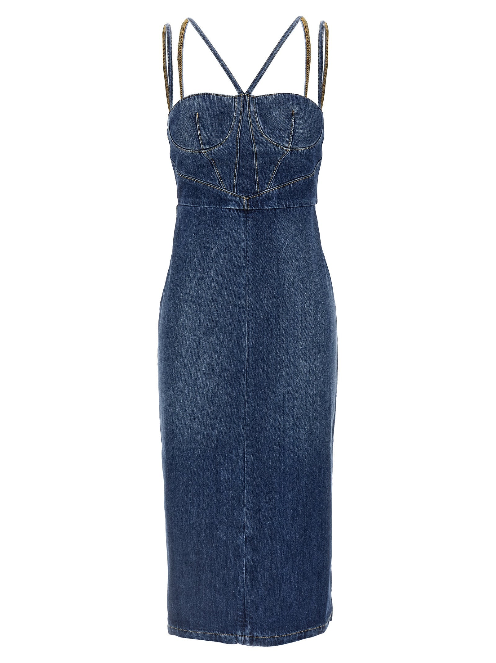 Nensi Dojaka Blue Cotton Midi Dress