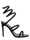 RENE CAOVILLA Black Textile Stiletto Heel Sandals