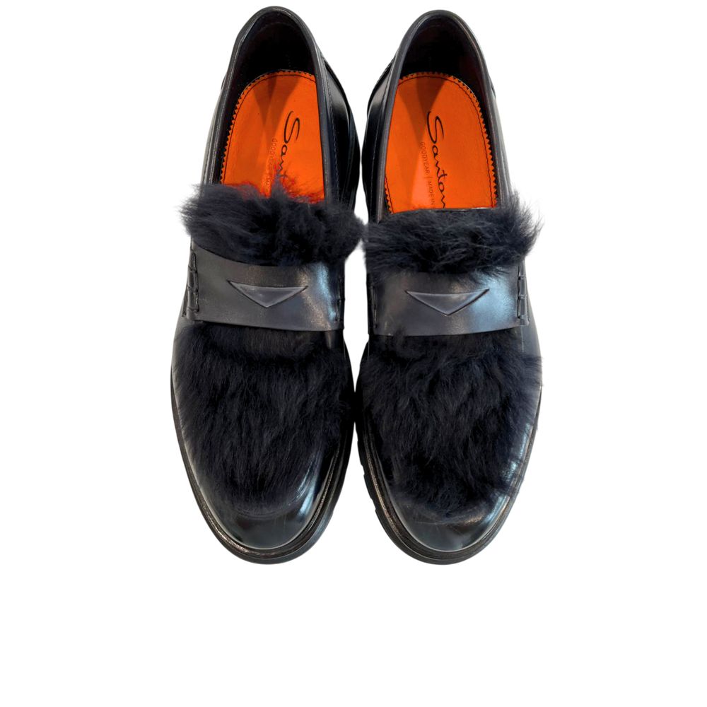 Santoni Blue Leather Men Loafer