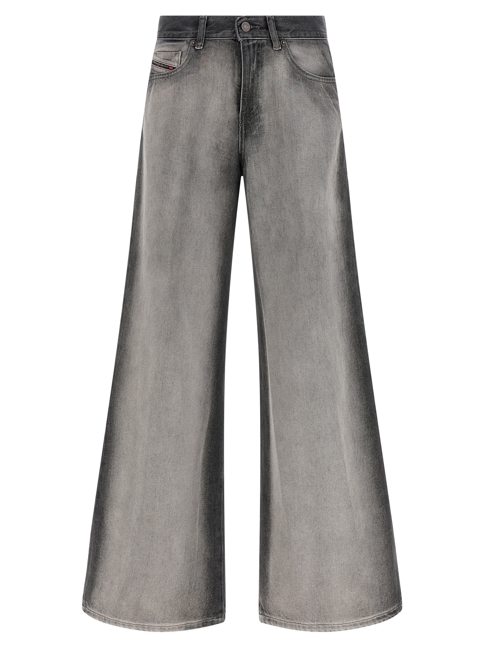 Diesel Gray Cotton Flared Jeans