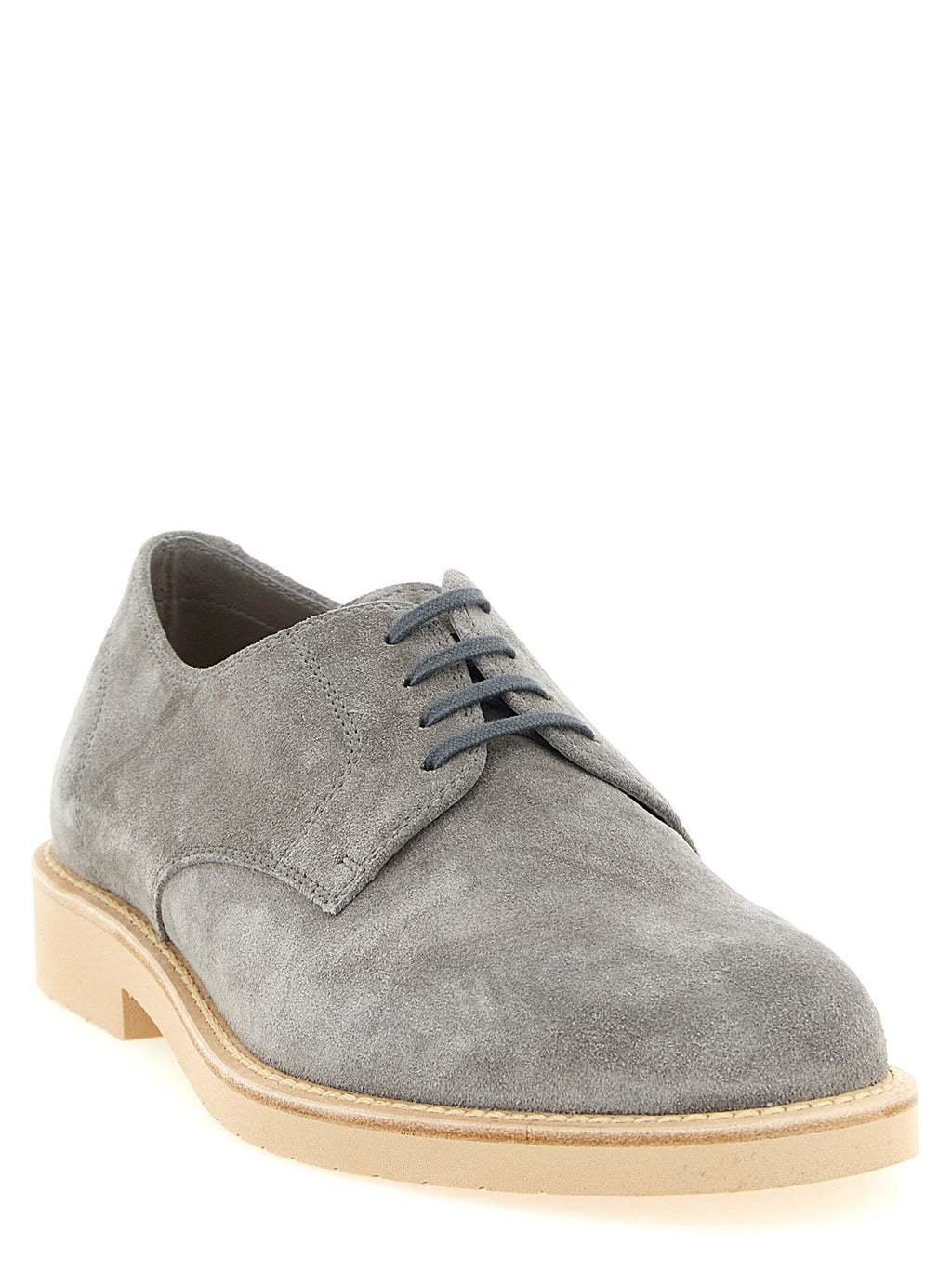Brunello Cucinelli Gray Leather Oxfords And Derbies