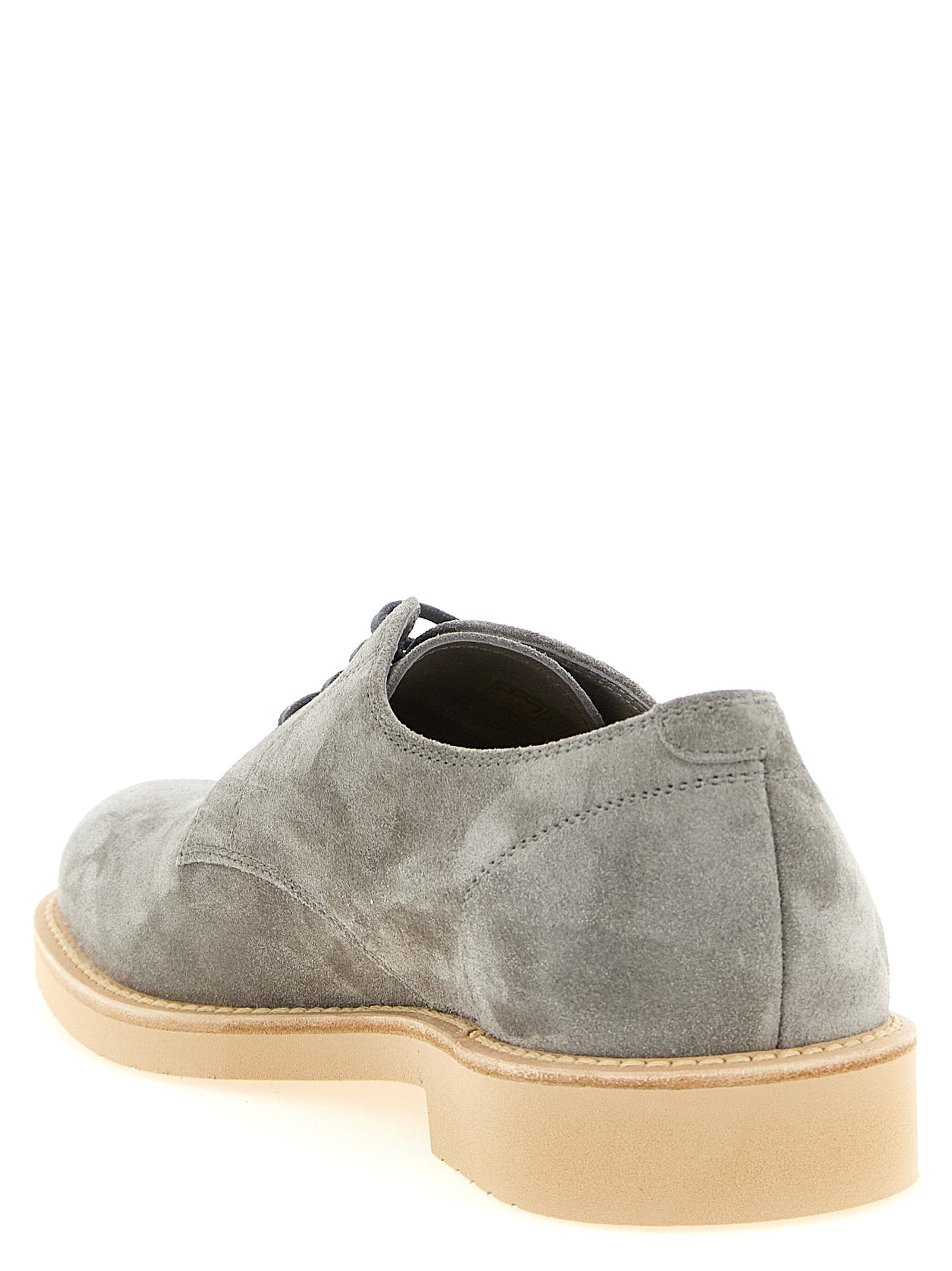 Brunello Cucinelli Gray Leather Oxfords And Derbies