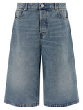 Ami Paris Blue Cotton Bermuda Shorts