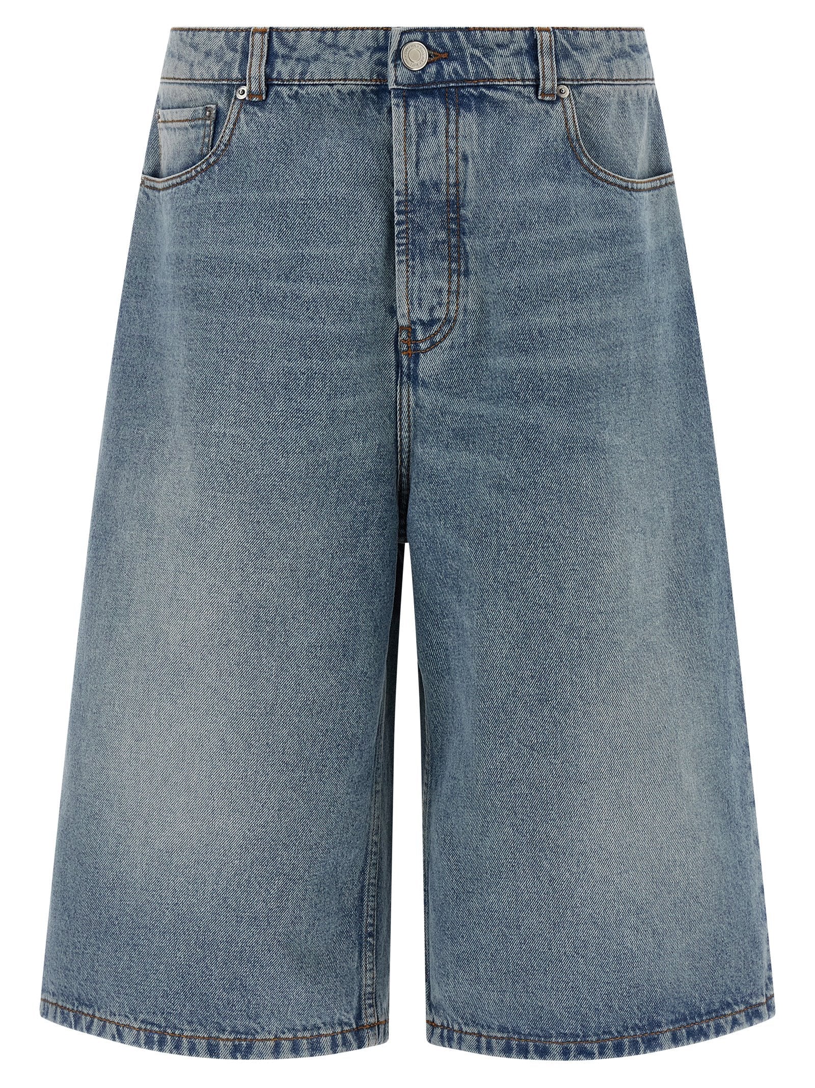 Ami Paris Blue Cotton Bermuda Shorts
