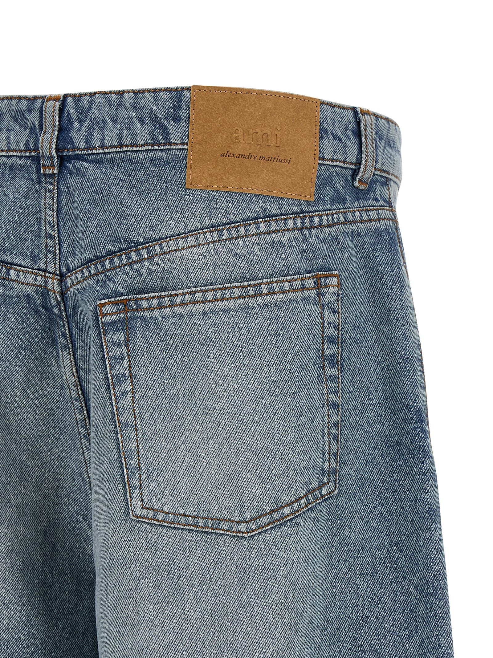 Ami Paris Blue Cotton Bermuda Shorts