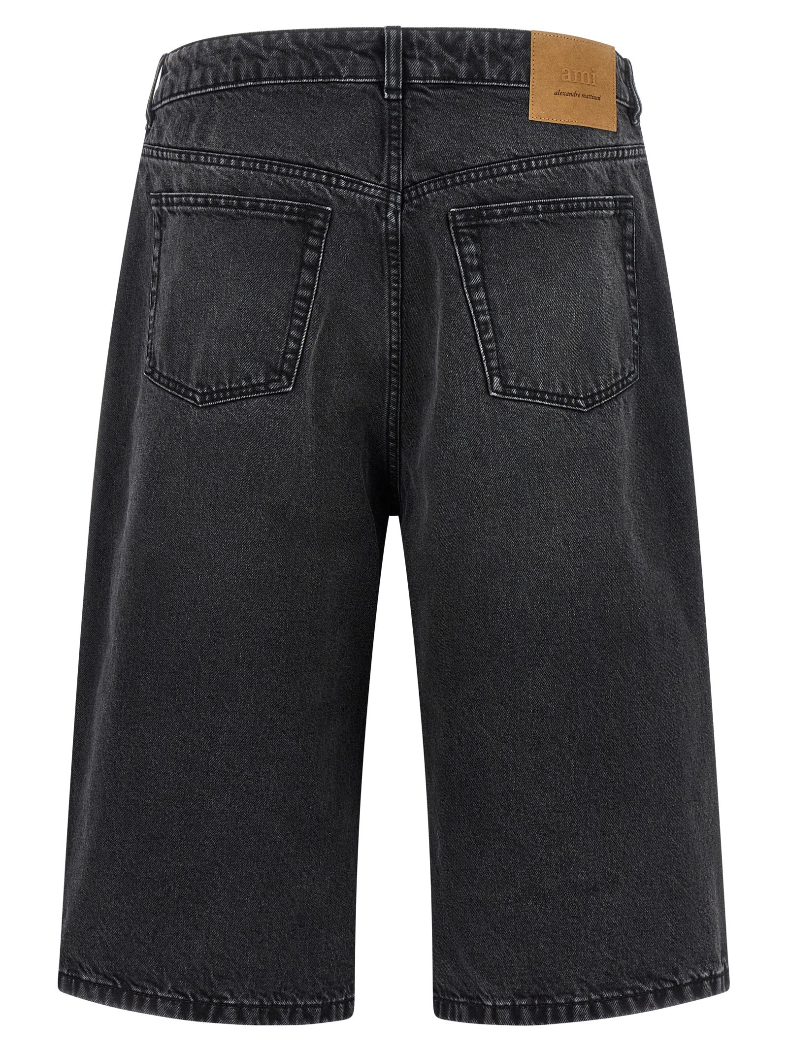 Ami Paris Black Cotton Bermuda Shorts