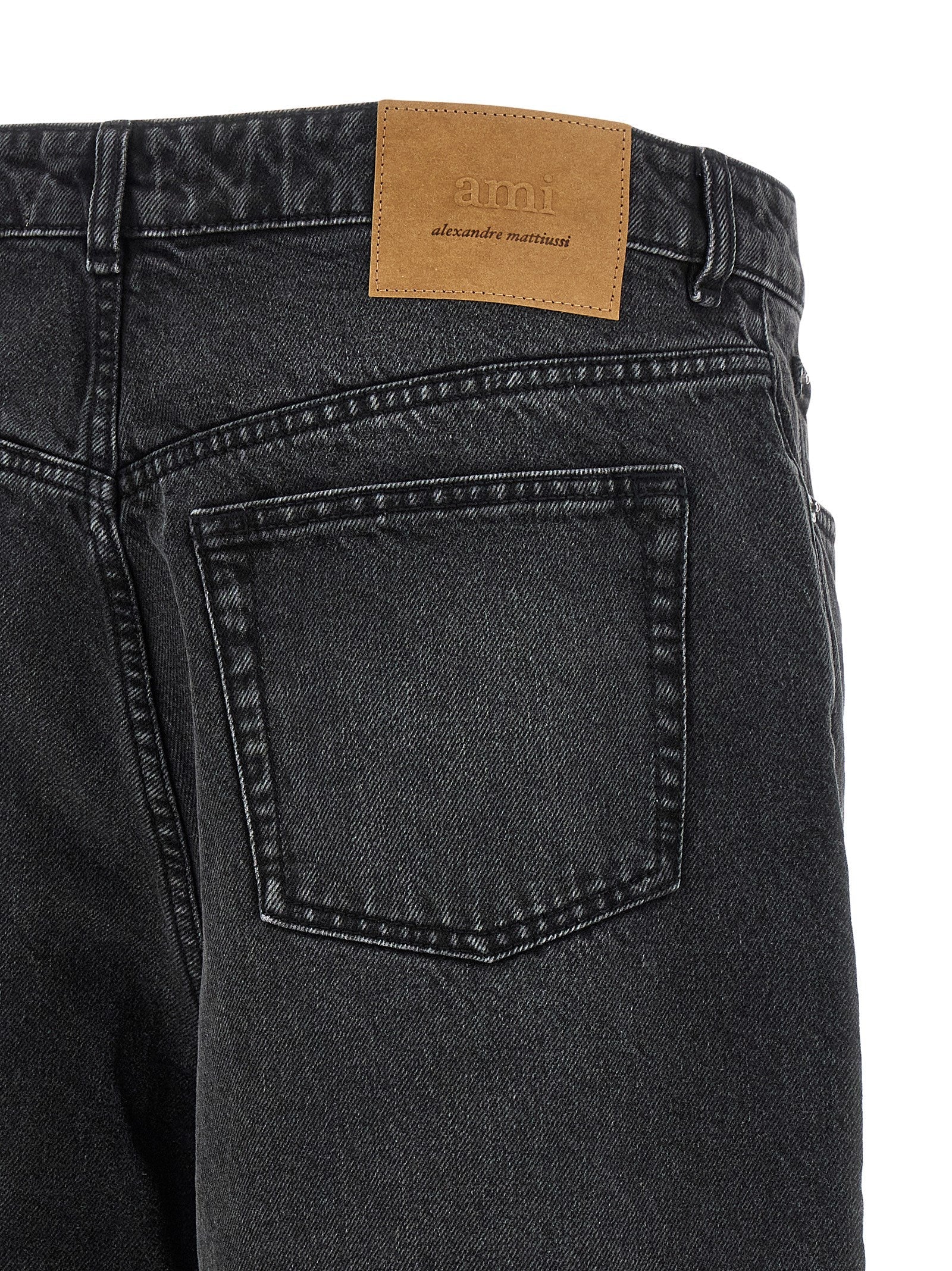 Ami Paris Black Cotton Bermuda Shorts