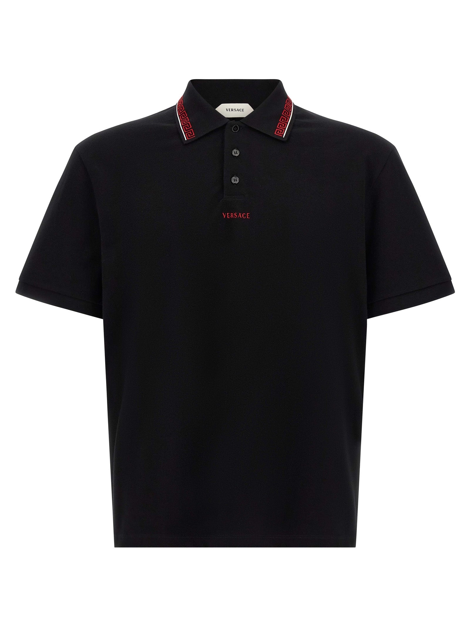 Versace Black Cotton Polo Shirt