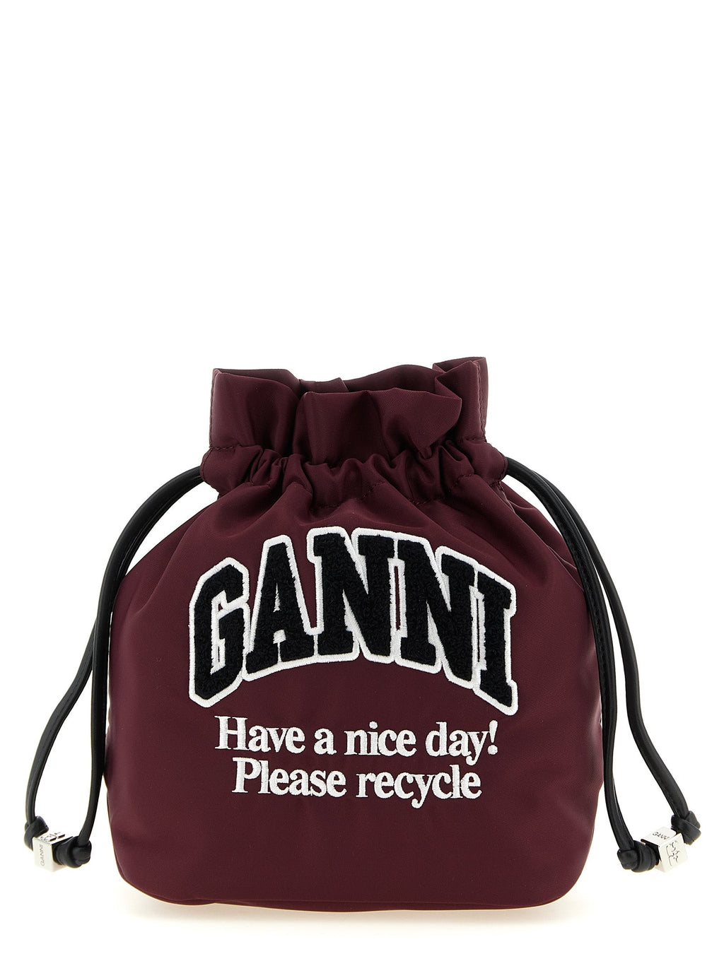 Ganni Bordeaux Recycled Polyamide Clutch Bag