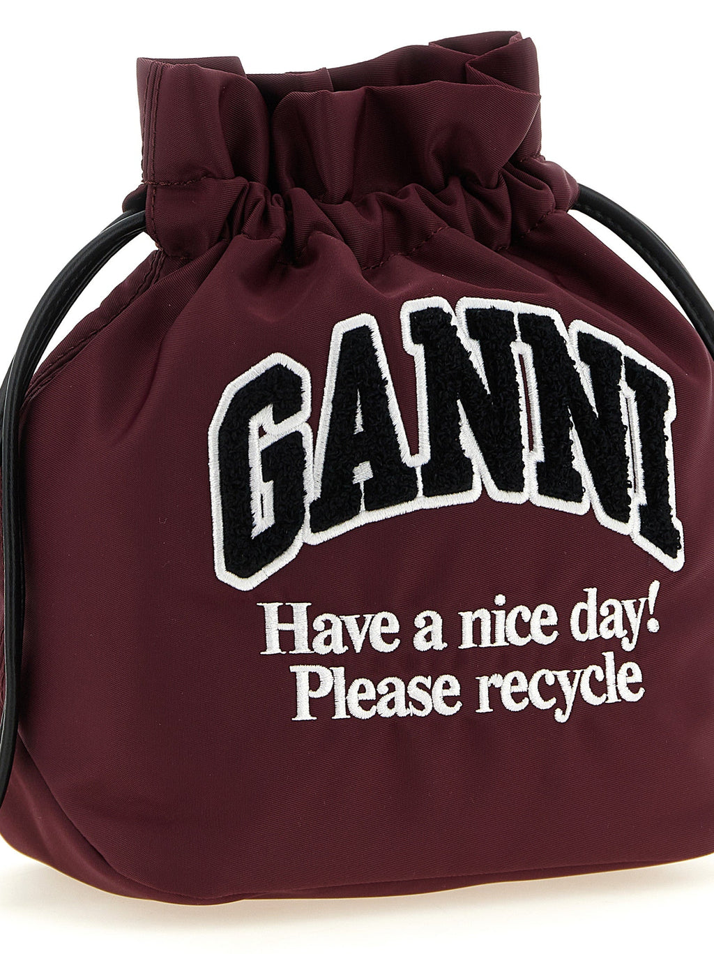 Ganni Bordeaux Recycled Polyamide Clutch Bag Ganni