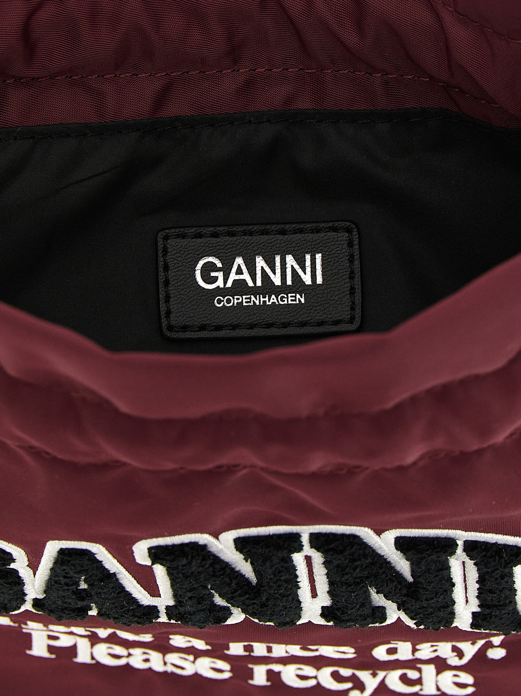 Ganni Bordeaux Recycled Polyamide Clutch Bag Ganni