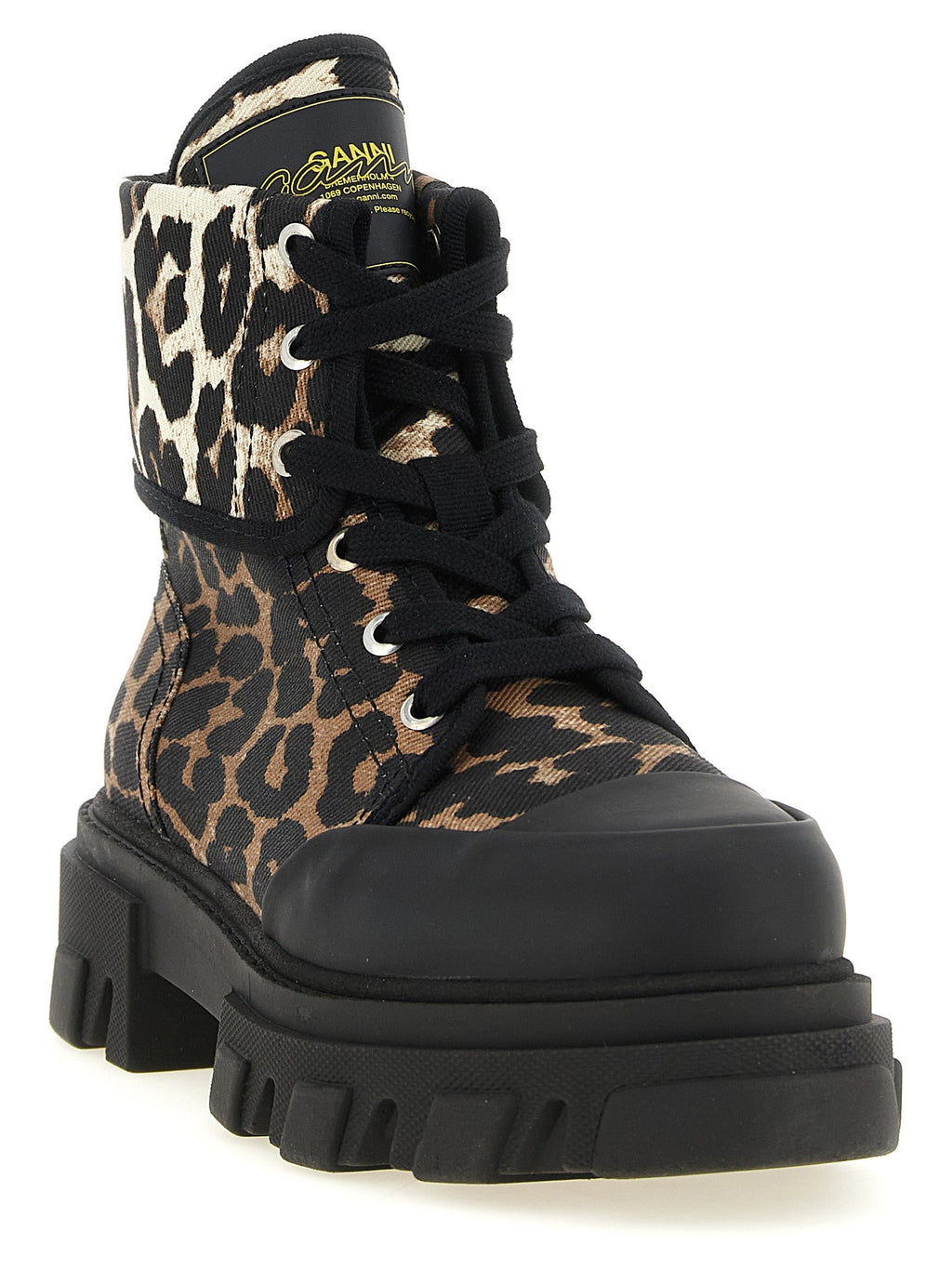 Ganni Multicolor Cotton Lace-Up Boots