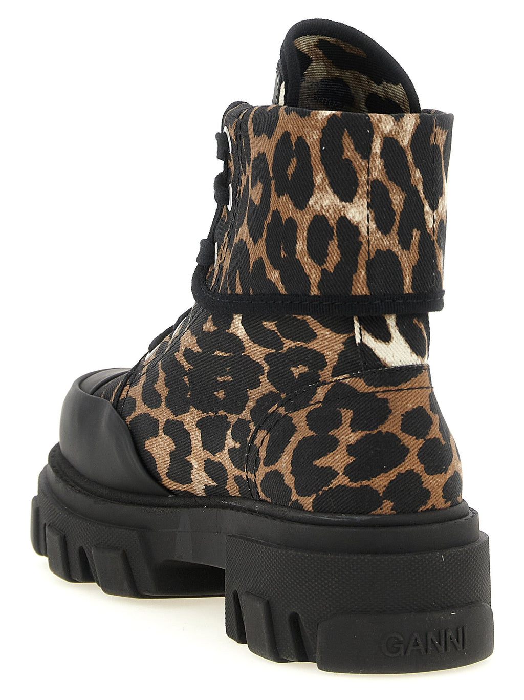 Ganni Multicolor Cotton Lace-Up Boots