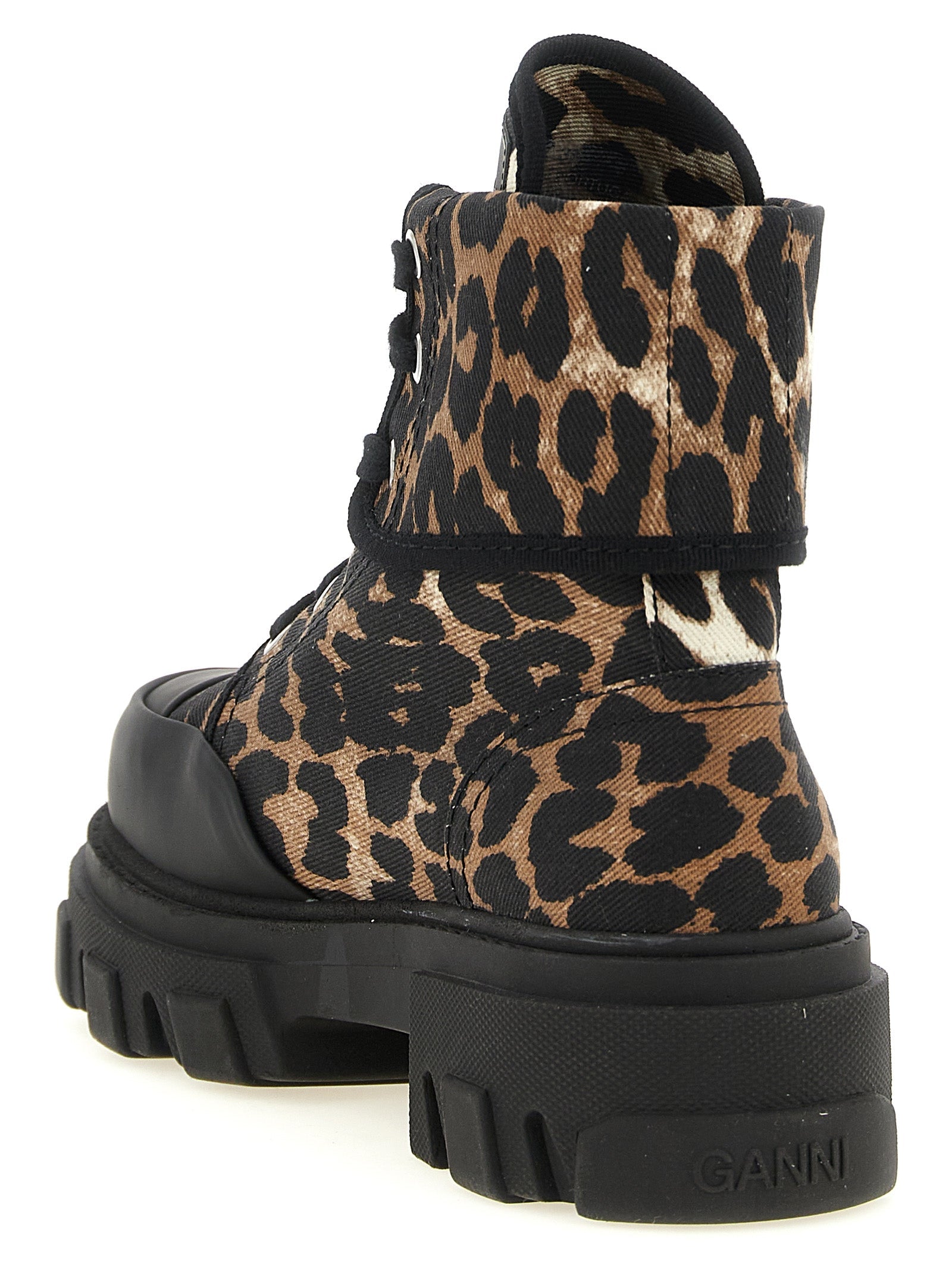 Ganni Multicolor Cotton Lace-Up Boots