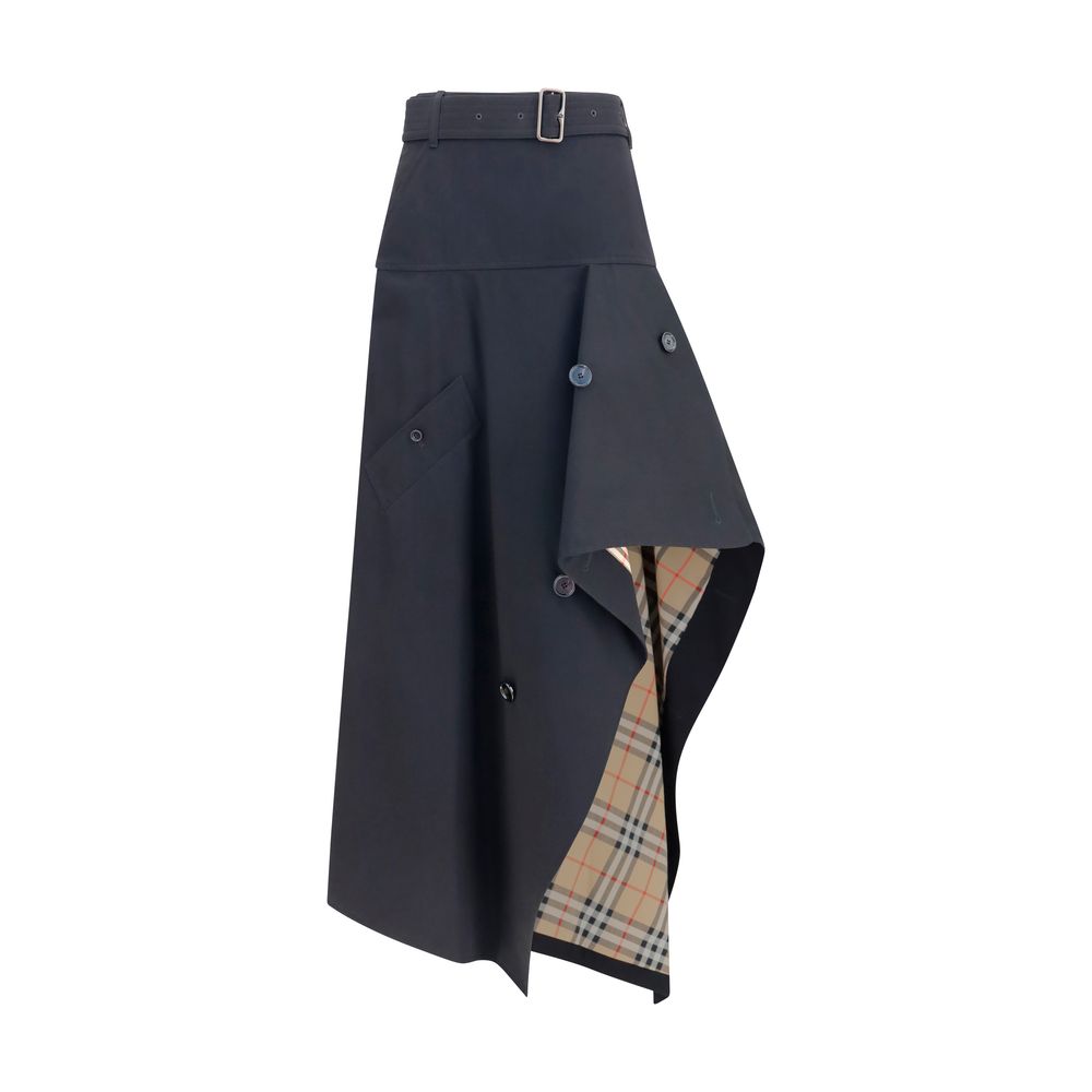 Burberry Black Cotton Long Skirt