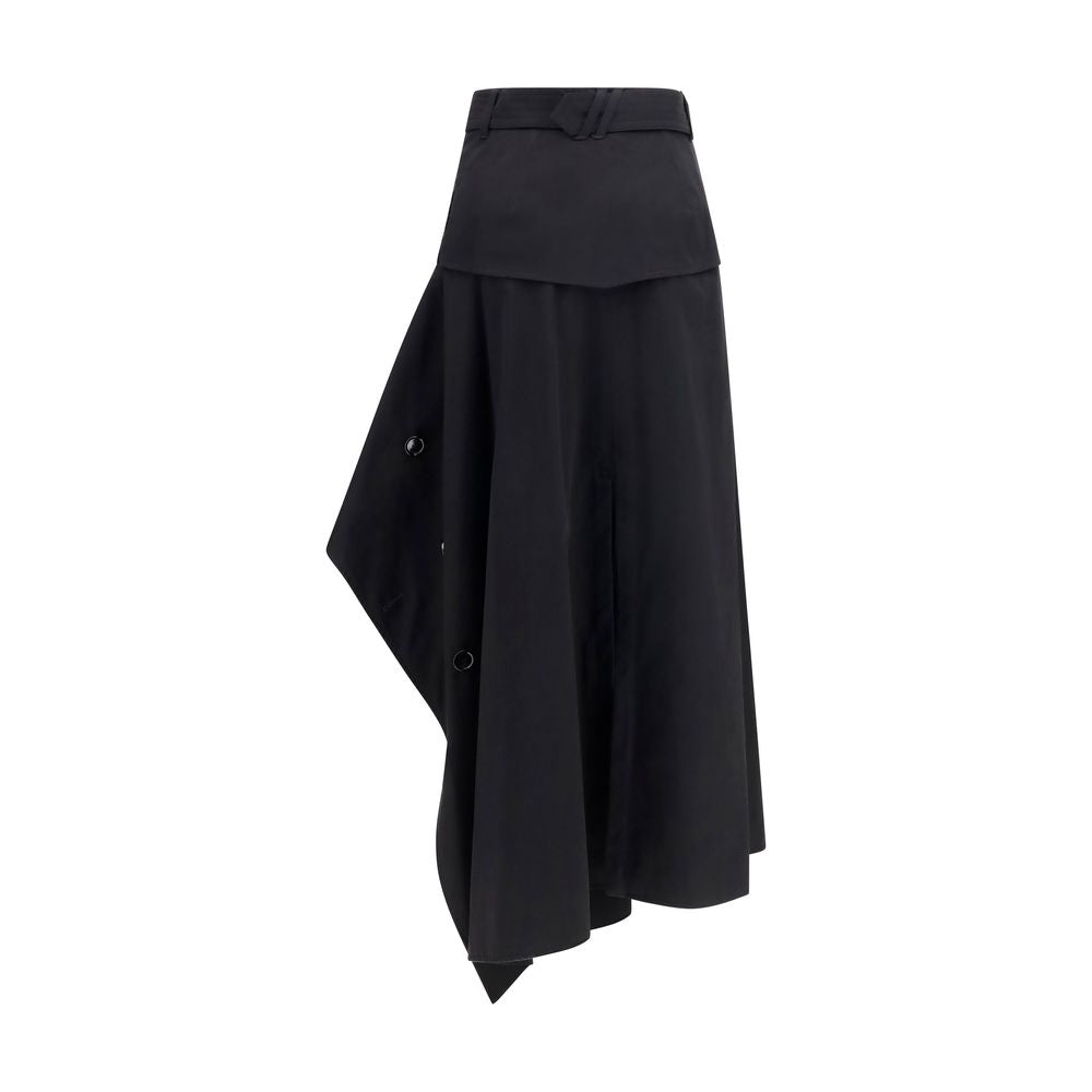 Burberry Black Cotton Long Skirt