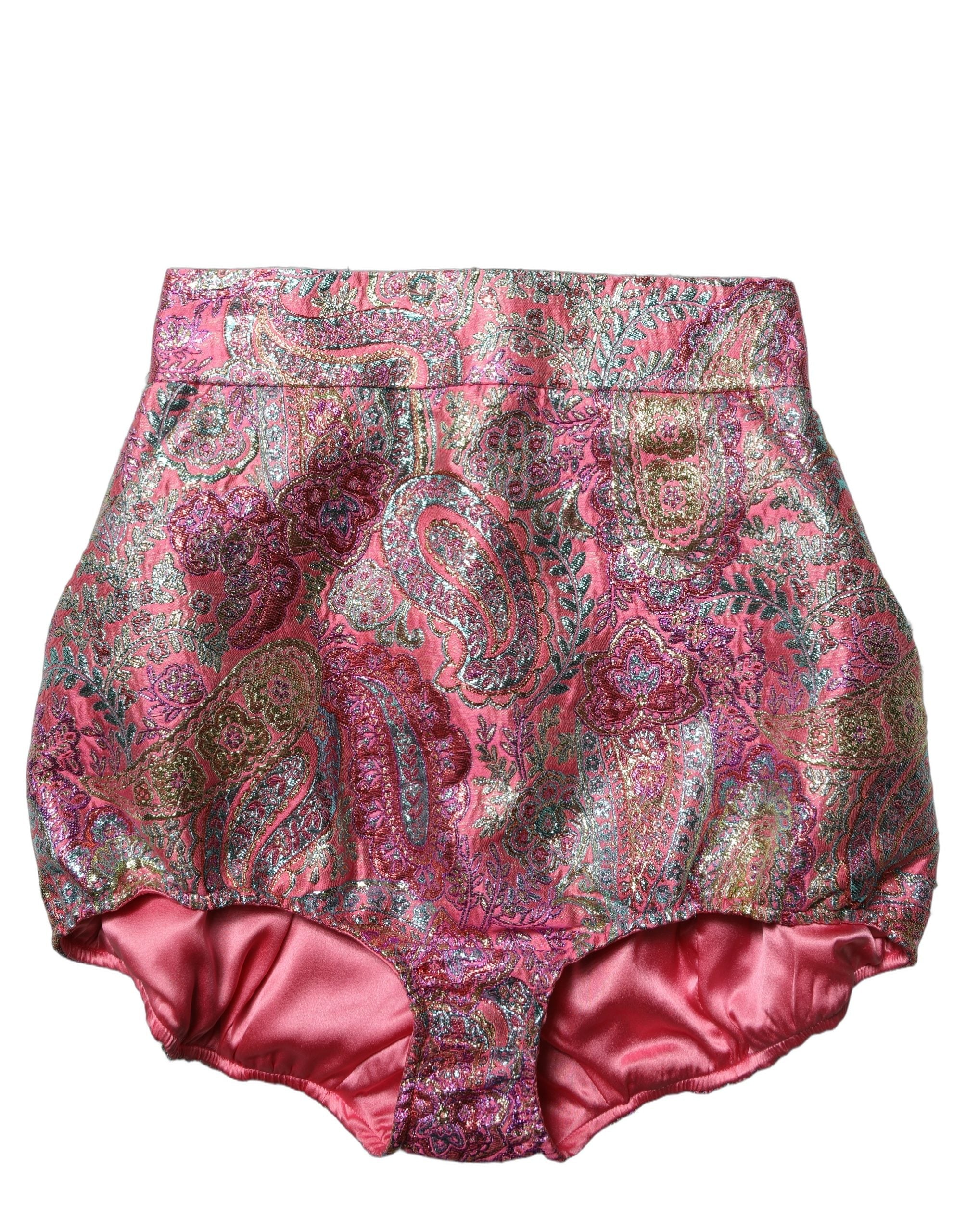 Dolce & Gabbana Pink Floral HighWaist Jacquard Hotpants Shorts